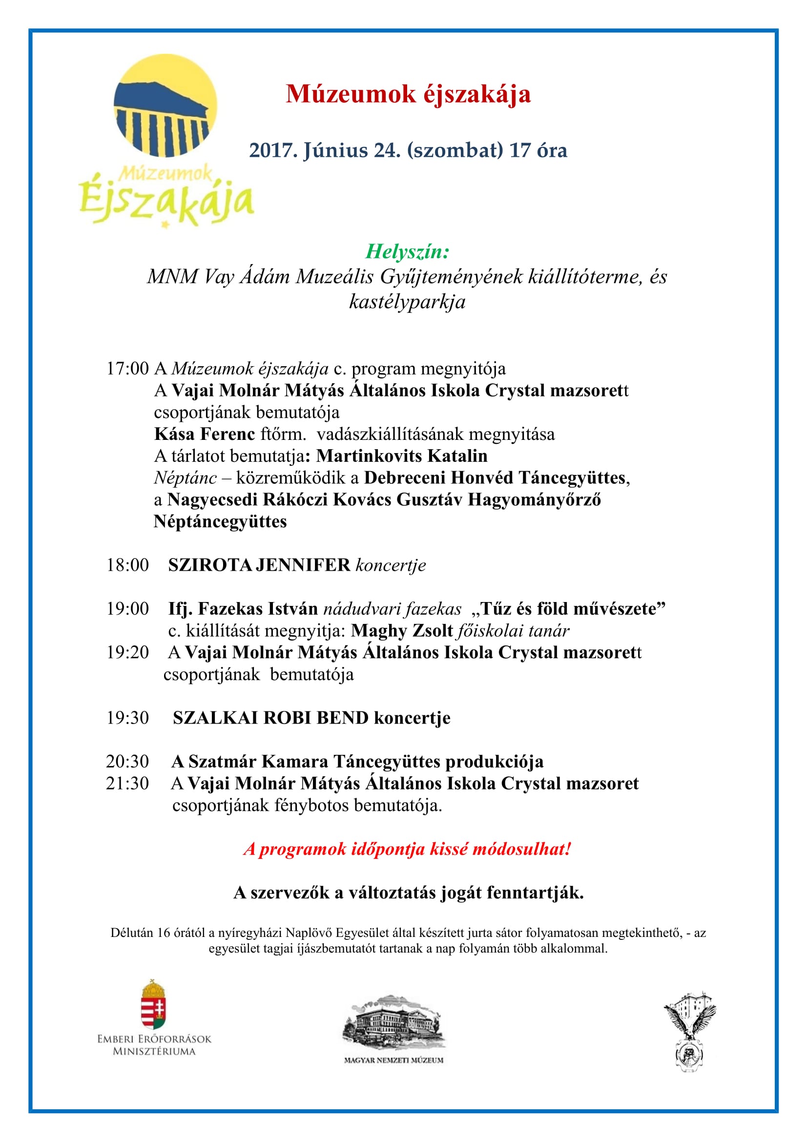 MÚZEUMOK ÉJSZAKÁJA 2017.06.24.